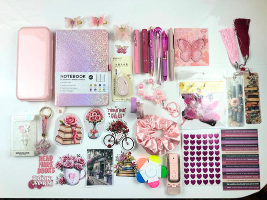 π Pink Butterfly Stationery Set